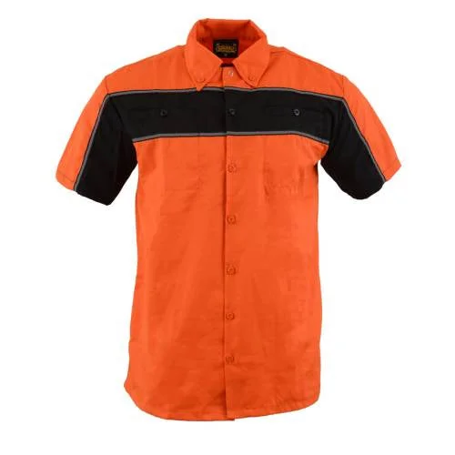 High-end Fabrics Milwaukee Leather MDM11670.144 Men's Black w/ Orange Button Up Heavy-Duty Work Shirt for | Classic Mechanic Work Shirt High-end Fabrics Milwaukee Leather MDM11670.144 Men's Black w/ Orange Button Up Heavy-Duty Work Shirt for | Classic Mechanic Work Shirt