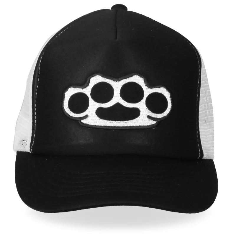Fashion Touch Hot Leathers GSH1009 Knuckles Black and White Trucker Hat