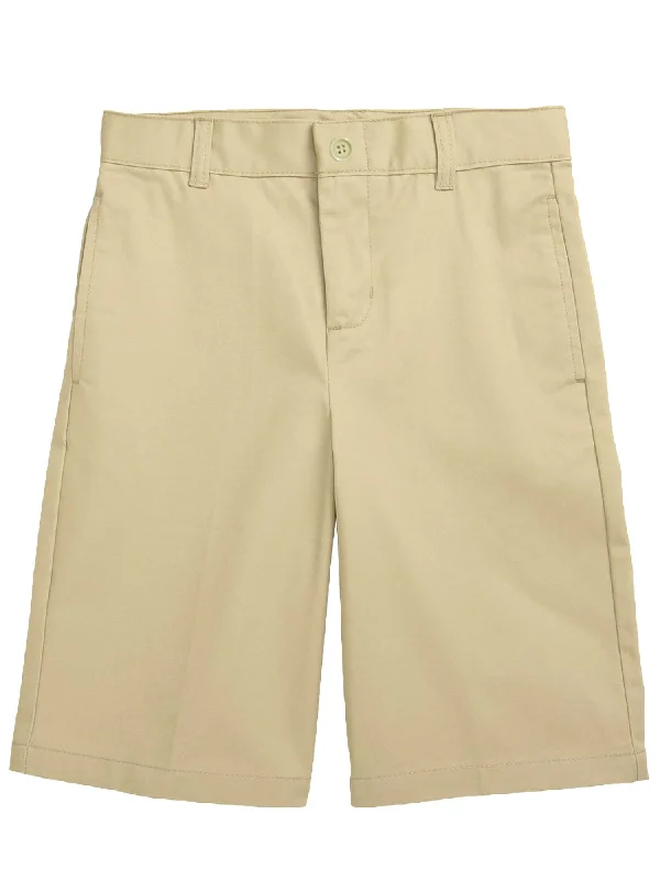 Classic Comfort Boys Stretch Flat Front Twill School Uniform Shorts