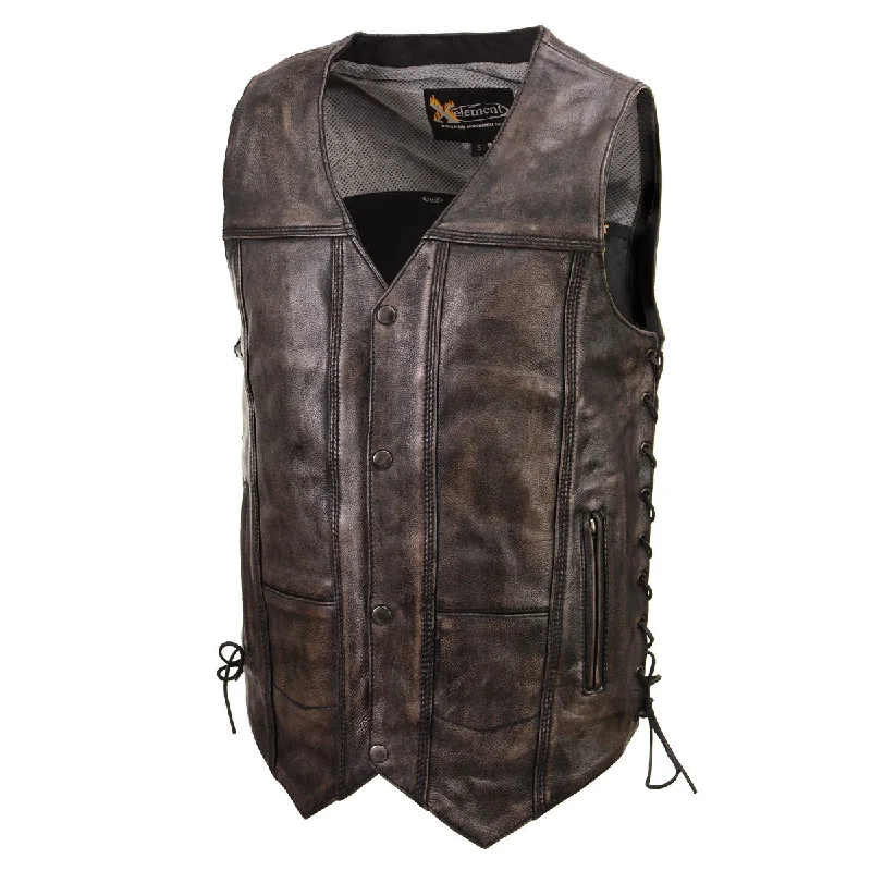 Personalized Design Xelement XS3540 Men's 'Wreck' Distressed Brown Multi-Pocket Motorcycle Biker Rider Leather Vest Personalized Design Xelement XS3540 Men's 'Wreck' Distressed Brown Multi-Pocket Motorcycle Biker Rider Leather Vest
