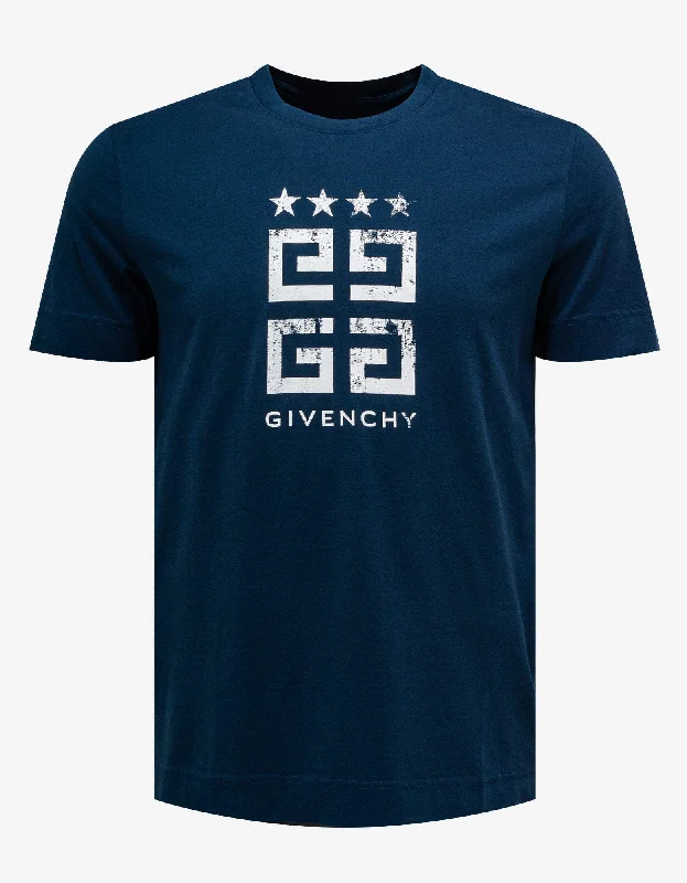 Fashion Expert Givenchy Blue 4G Stars T-Shirt
