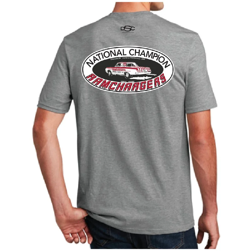 Chic Outfits Mens Ramchargers National Champion T-shirt (Heather Grey)