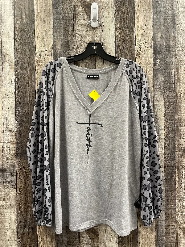 Comfortable Chic Top Long Sleeve By Sheilay In Grey, Size: M