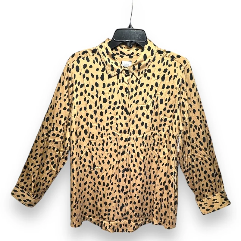 Trendy Items Top Long Sleeve By Chicos In Leopard Print, Size: Xl