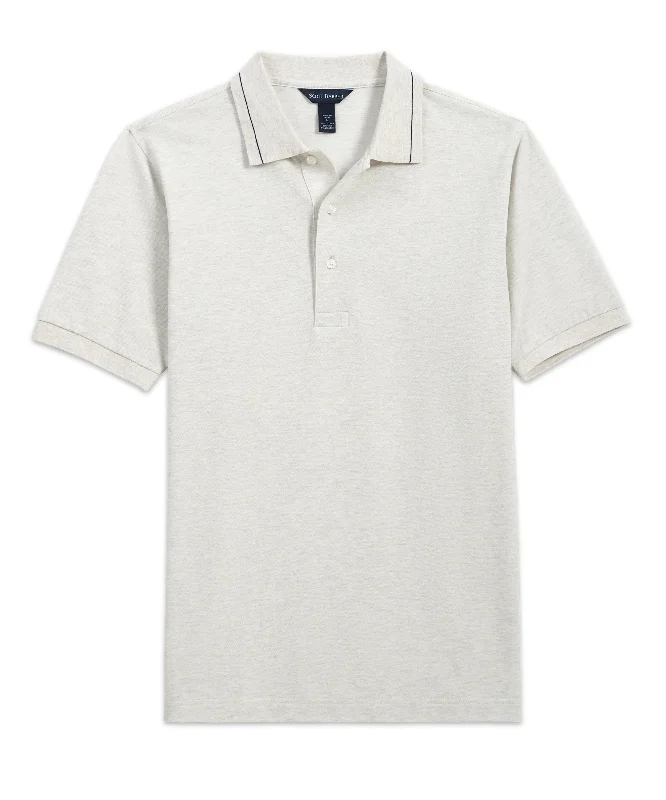 Warm Wear Pima Silk Pique Polo, White Heather