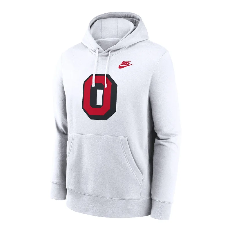 Noble Temperament Ohio State Buckeyes Nike Shadow Block O Club Fleece White Sweatshirt