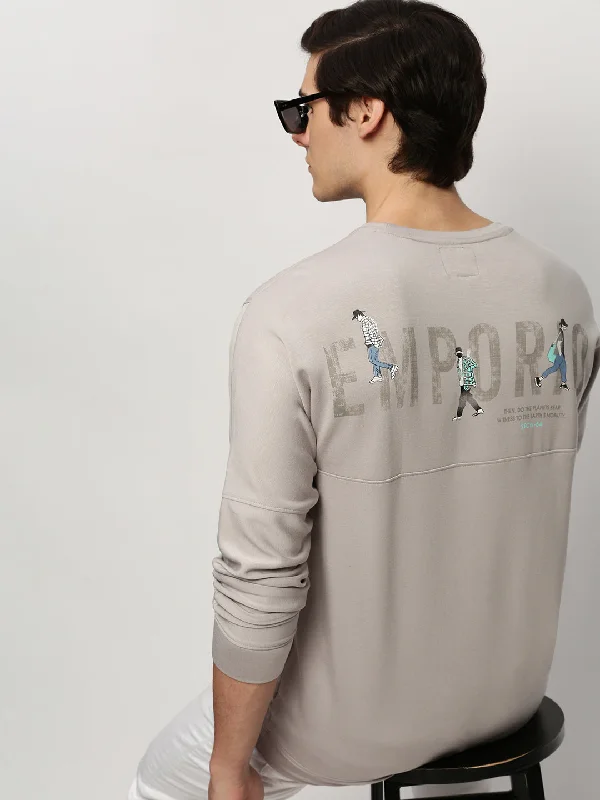 Casual And Comfortable Men Grey Graphics Casual Sweatshirts