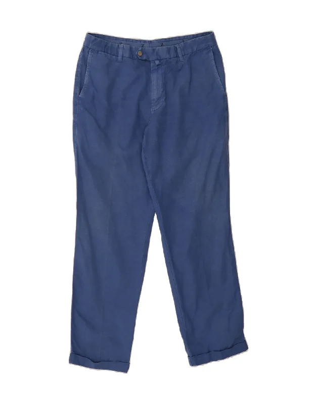 Cool Summer ZEGNA SPORT Mens Slim Suit Trousers IT 54 2XL W38 L31 Blue Cotton
