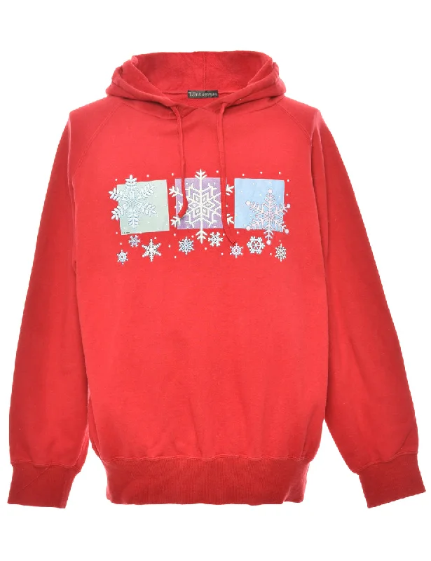 Comfortable And Simple Nordic Print Red Christmas Sweatshirt - L