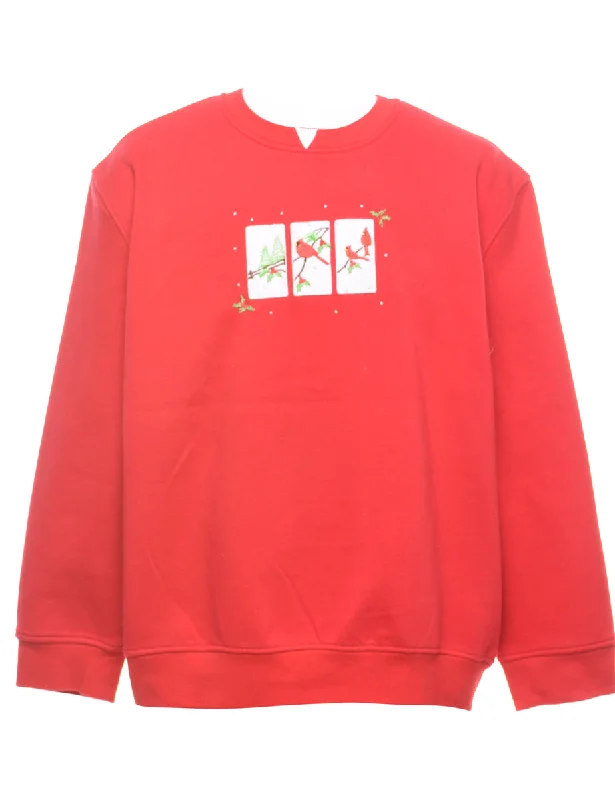 Wandering freely Red Christmas Sweatshirt - XL