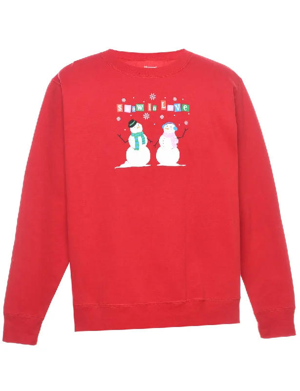 Soft Fabric Looks Snowman Christmas Sweatshirt - XL
