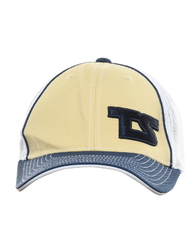 Fashion Touch White, Navy & Pale Yellow Contrast Cap - XS