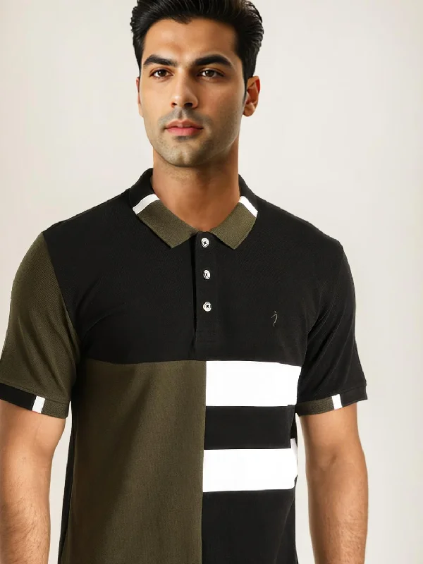 Sports And Leisure Men Color Block Polo T-Shirt