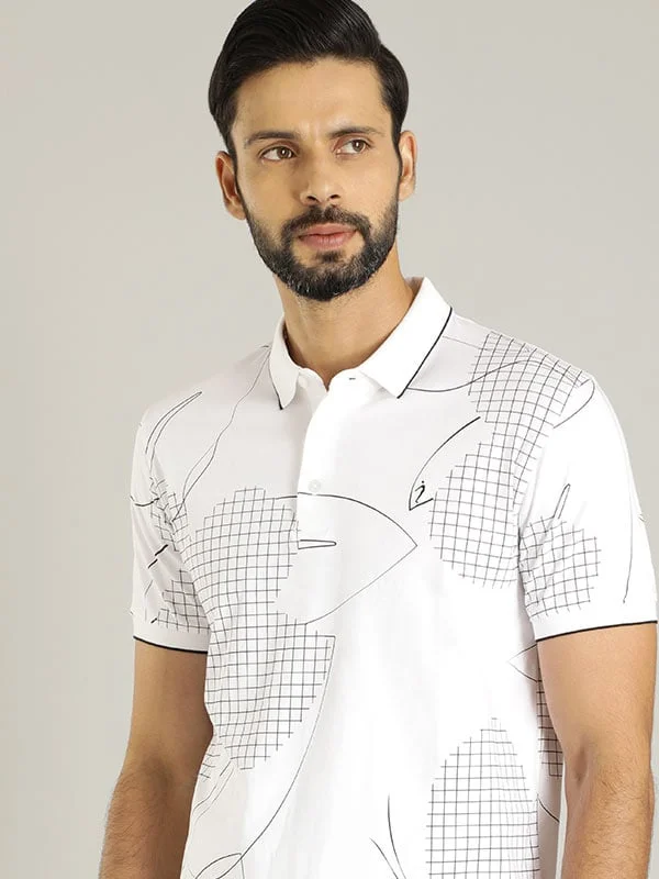 Lounge Chic Men Printed Polo T-Shirt