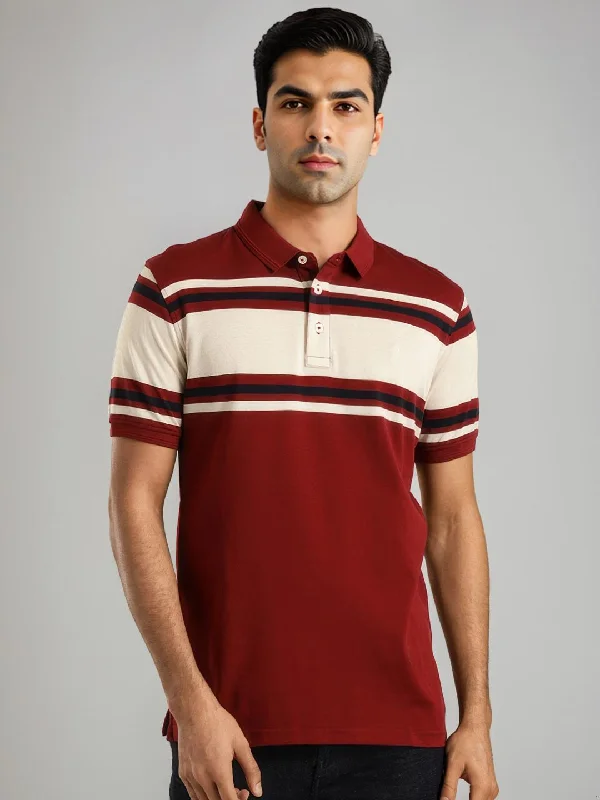 Trendy Traveler Men Striped Polo T-Shirt