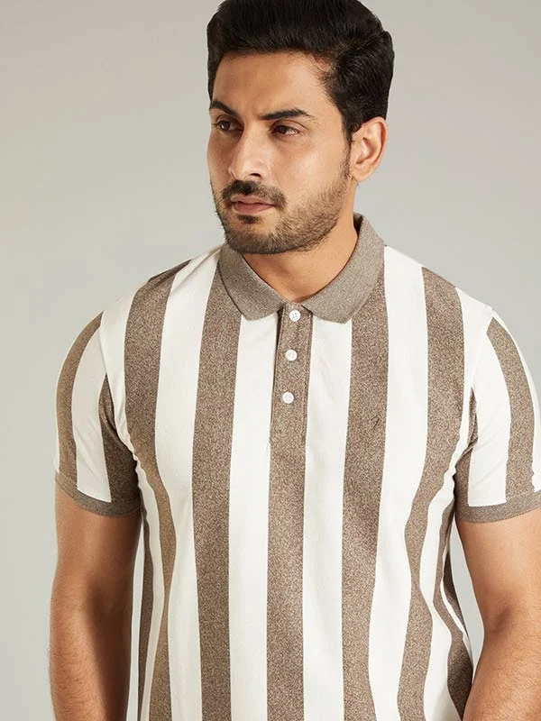 Casual Street Men Striped Polo T-Shirt