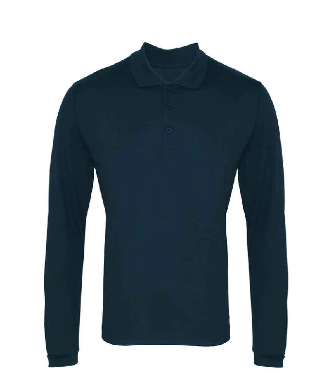 Creative Prints Premier Long Sleeve Coolchecker® Piqué Polo Shirt | Navy